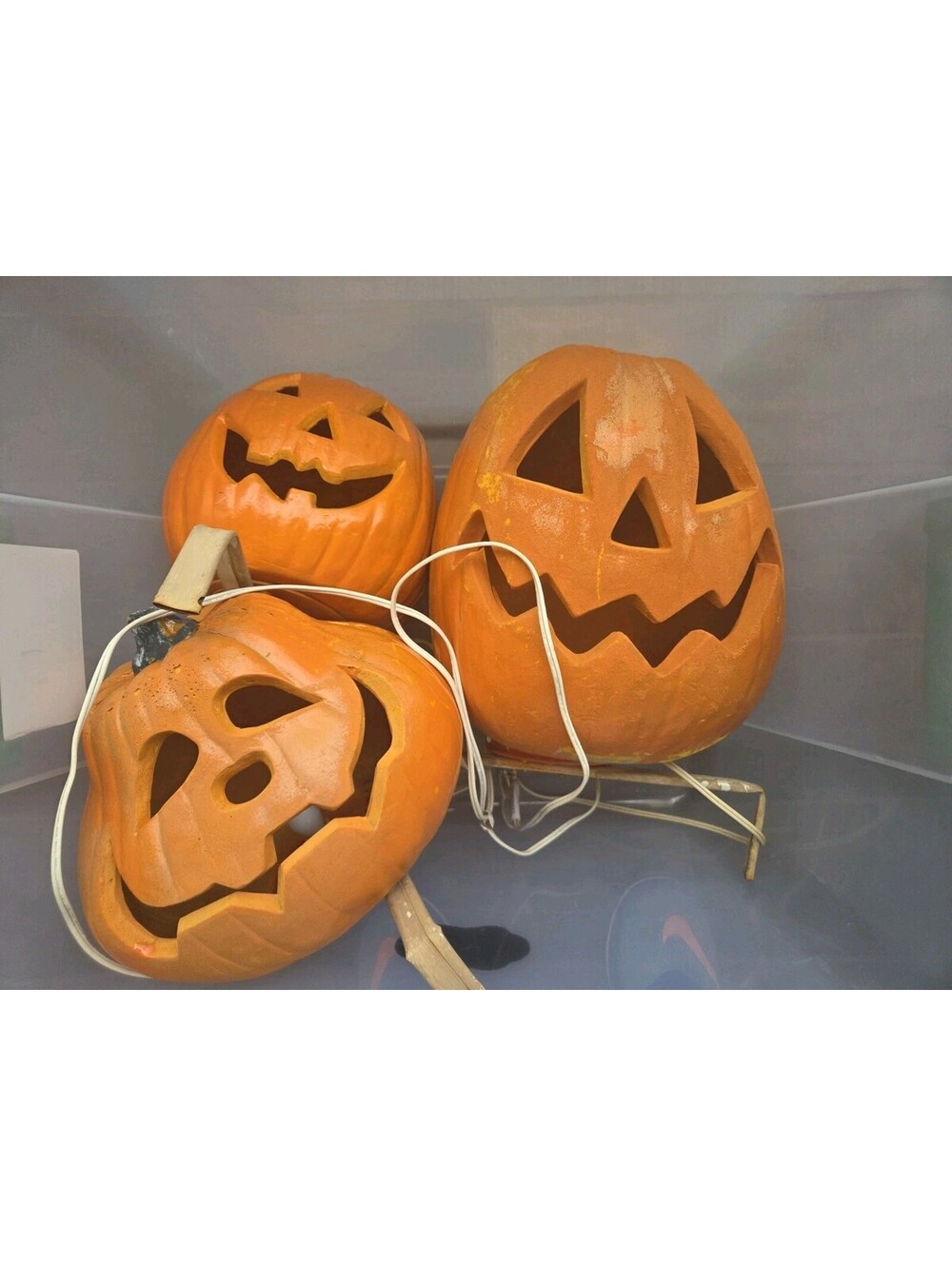 Jack O Lantern Pumpkin (3) Vintage Outdoor Lights 90s Halloween October 🎃